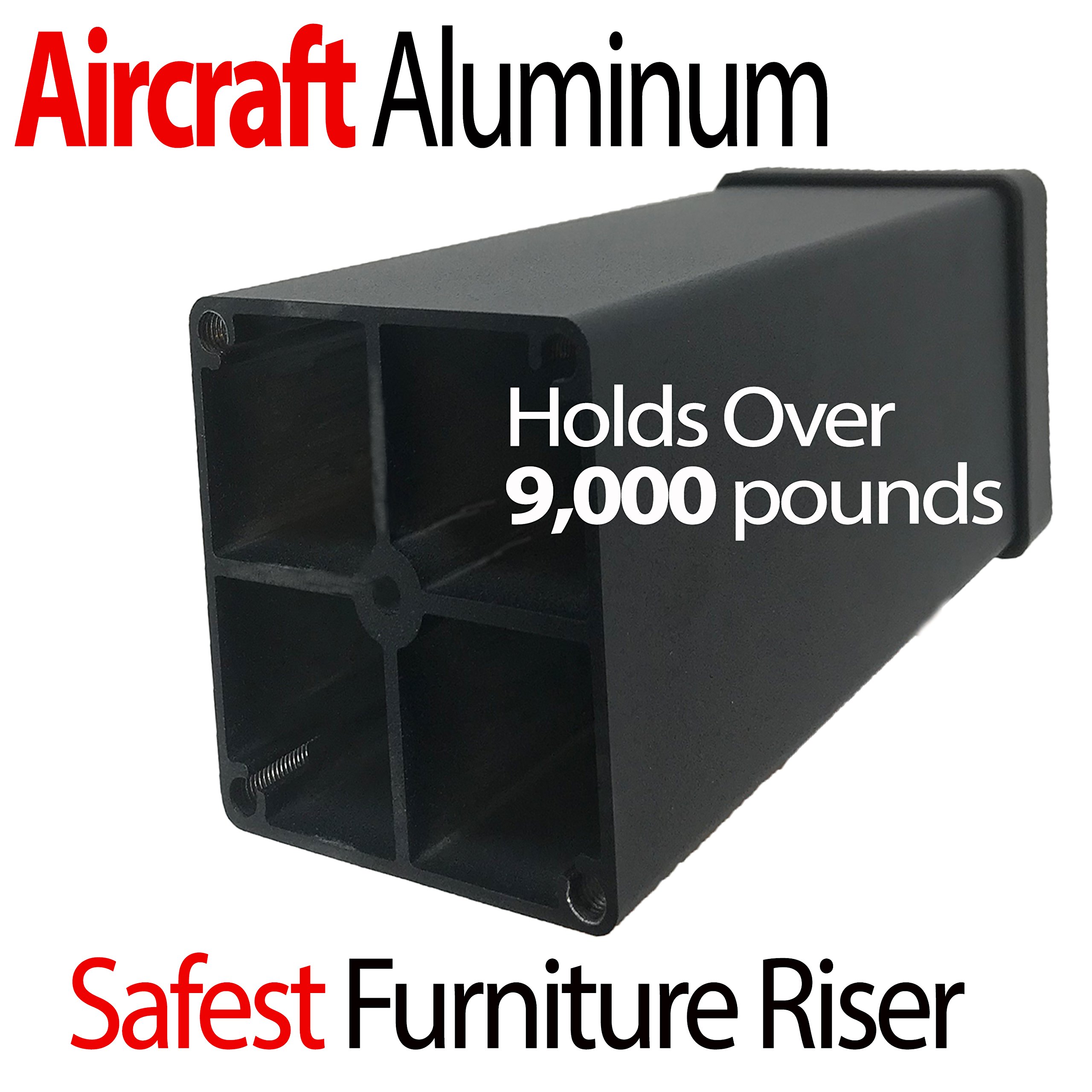 IPrimio Aluminum Bed Risers Heavy Duty Metal, 5 Inch Lift, 6 Pack, Up