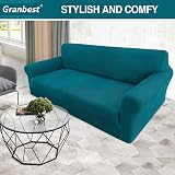 Granbest High Stretch 4 Seater Sofa Cover Blackish Green Jacquard Spandex Non view 2