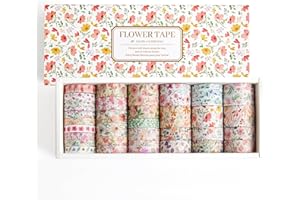 PAGEMORE 32 Rolls Washi Tape Set, Colored Floral Decorative Masking Tape, Artists Tapes for Journaling, Junk Journal, DIY Craft Projects, Scrapbooking Supplies Decor