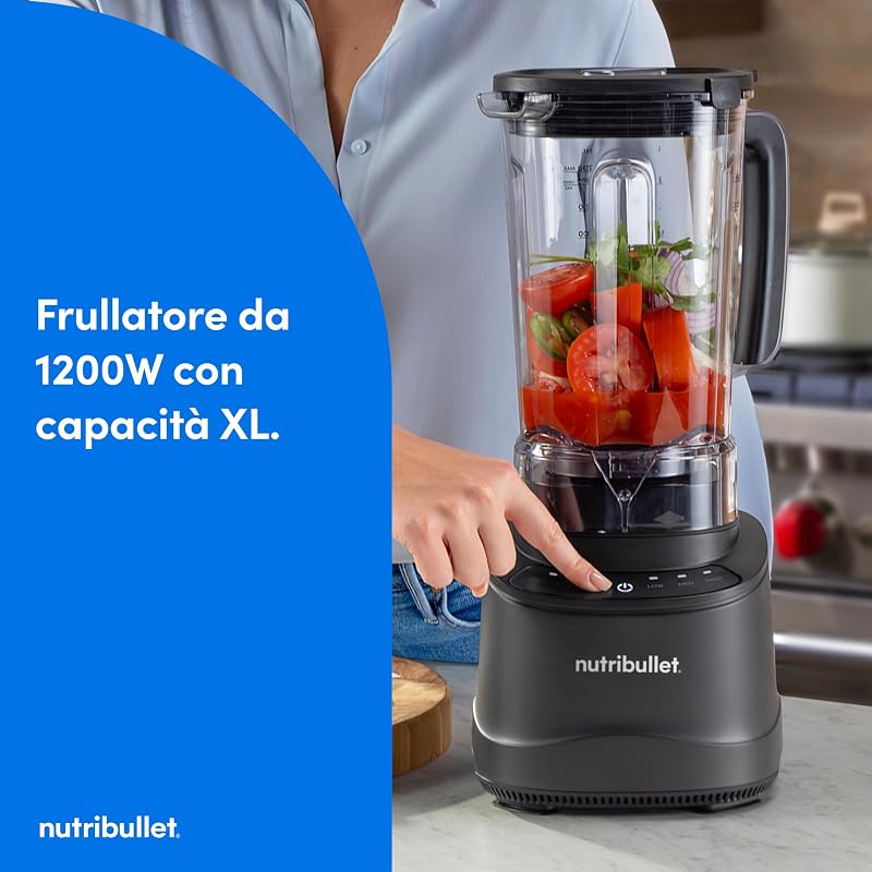 Power Core - Frullatore Caraffa 1200W 3 Vel. + Pulse 2,1L Nero