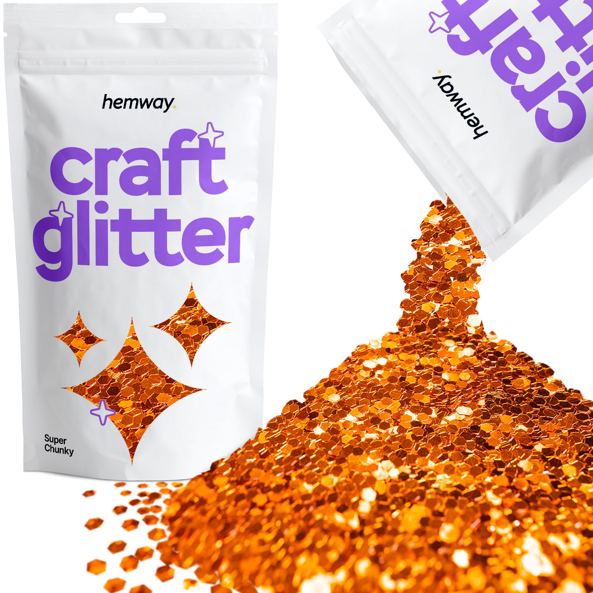 Hemway Craft Glitter Copper 100g Super Chunky Glitter for Crafts, Resin, Cosmetic, Nail, Face, Body, Festival, Tumblers, Art, Candle, Crafting