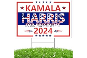 QIYEYEYE Kamala Harris Yard Sign,18x12In Harris Waltz 2024 Double-Sided Kamala Harris For President Yard Signs With H-Stakes Political Voted For Democratic Sign For Outdoor Garden Lawn Parade Rally Decoration