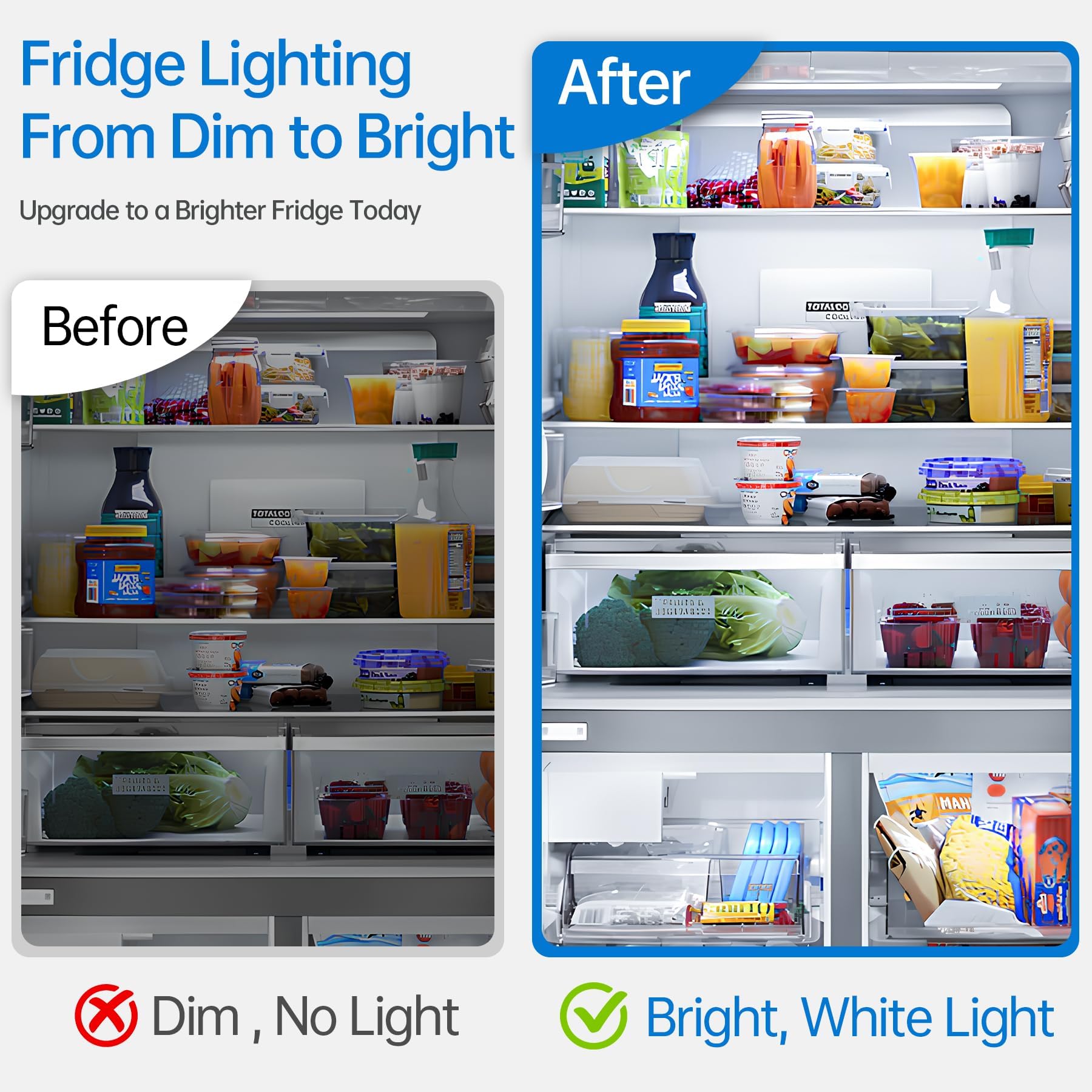 W11048980 Refrigerator LED Light Assembly Compatible with Whirlpool WRQA59CNKZ Kitchen-Aid KRQC506MPS00 Replace W11455230 W11470191 W11032355 W11032353, 10 Years Manufacturer