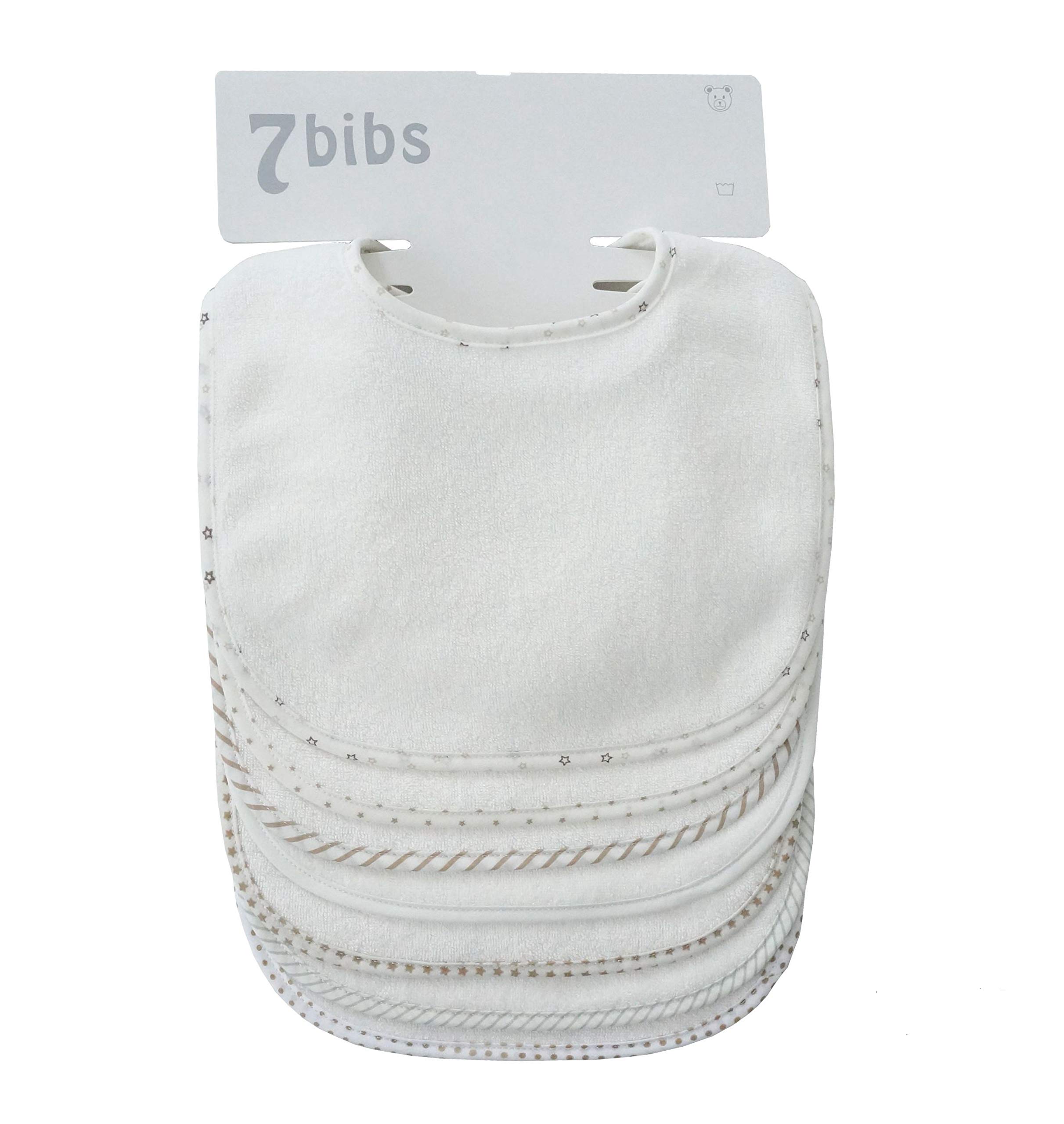 Baby's Double Layer of Cotton Soft Absorbent Drooling Bibs (7 Pieces) (white-waterproof)