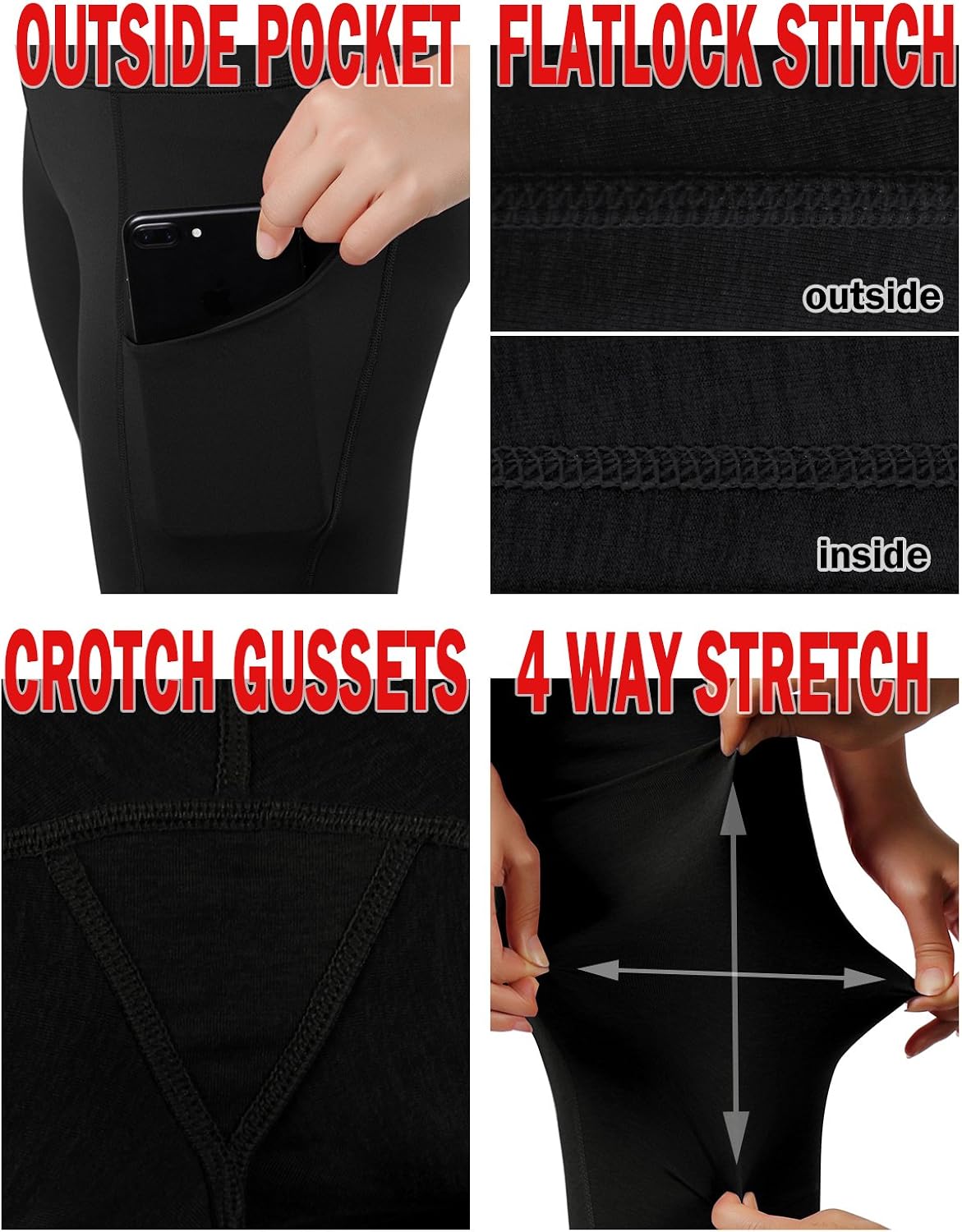 ODODOS High Waist Out Pocket Yoga Short Tummy Control Workout Running Athletic Non See-Through Yoga Shorts: Clothing