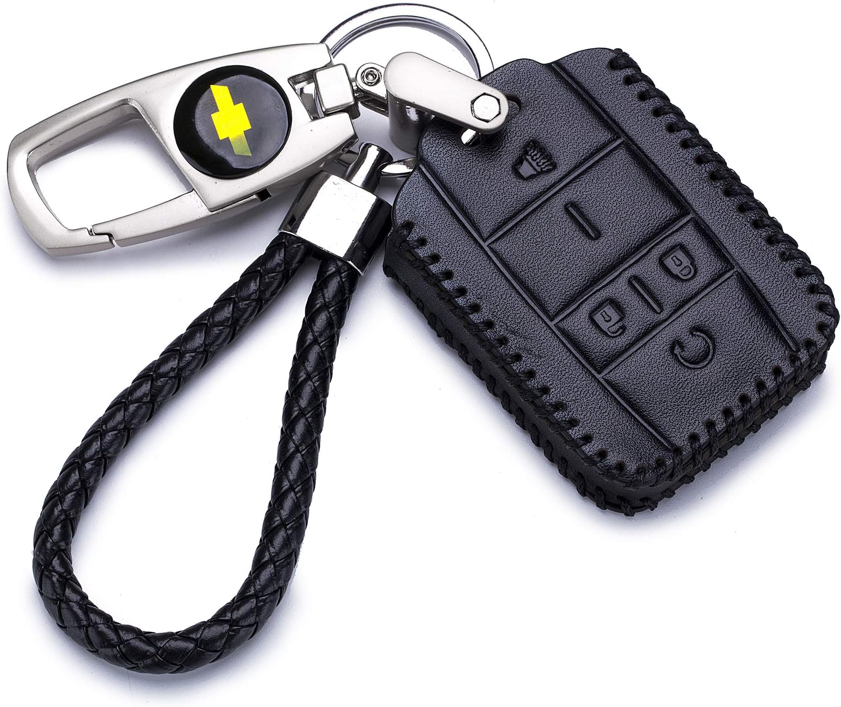 QZS Key Chain Fob Cover Shell - 2020 for Remote Ker Ring Case Bag Black for Chevrolet Silverado Colorado M3N32337100 13577770 13577771 GMC Sierra Yukon Cadillac(Chevrolet-2 Black)
