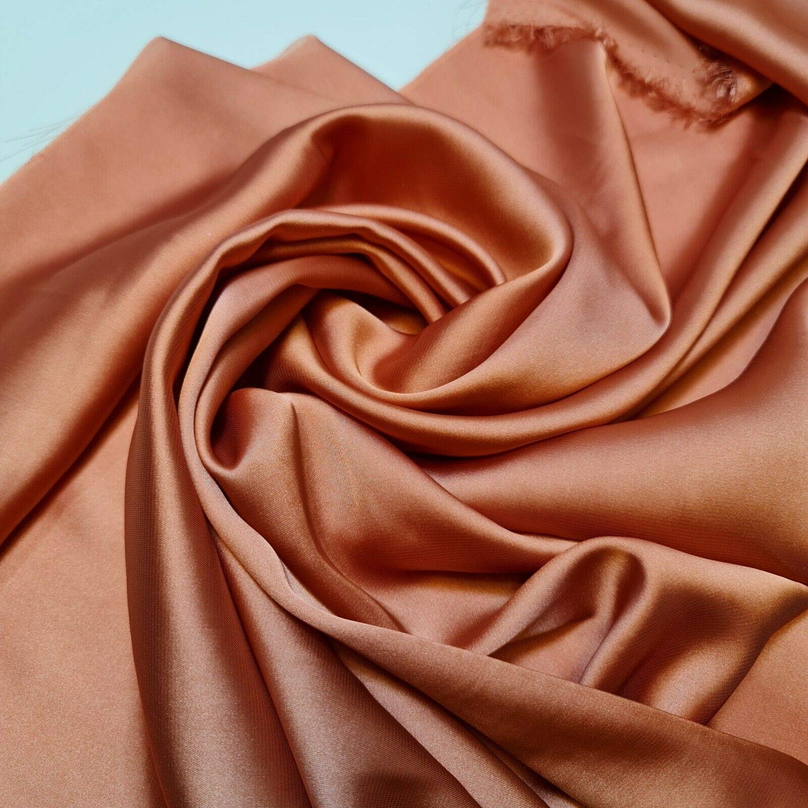Textile Station BBR Silky Charmeuse Lightweight Satin Bridal Dress Drape Décor Fabric 44" -112cm Wide (Salmon Peach, 1 Meter)