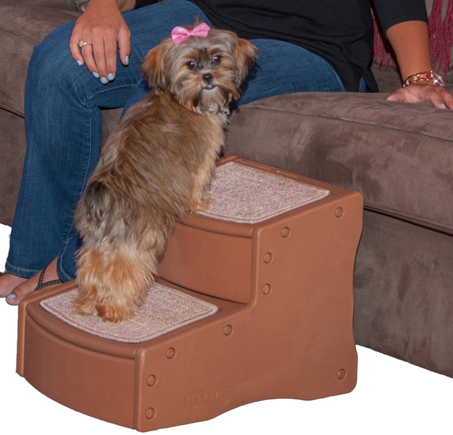 Pet Gear Easy Step II Pet Stairs, 2 Step for Cats/Dogs up to 75-pounds, Portable, Removable Washable Carpet Tread