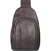 Bullz Crossbody Backpack Travel Hiking Chest Bag Daypack Leather Sling Bag for Men and Women (Brown)