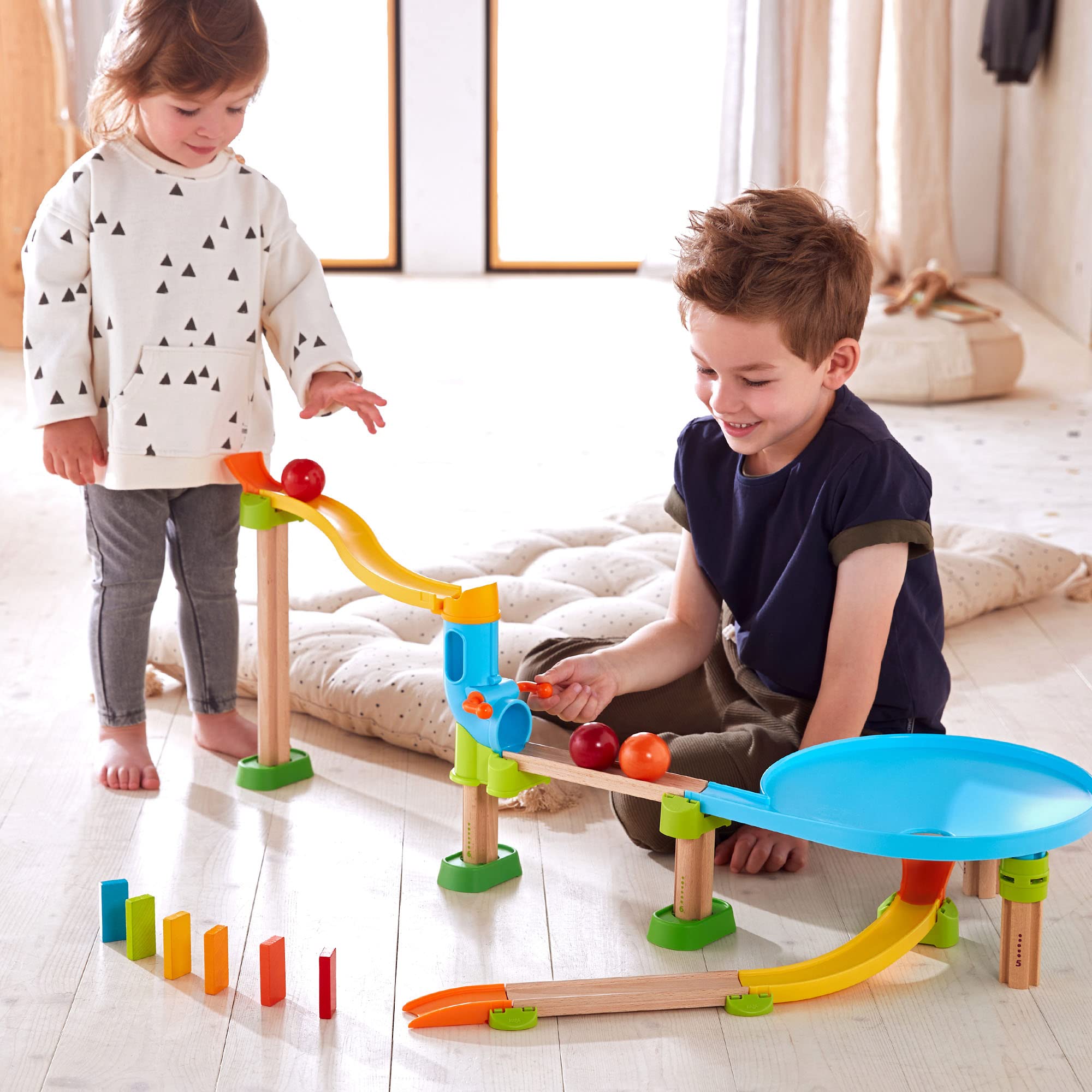 HABA Kullerbu Traffic Jam Ball Track 33 Piece Set with Funnel