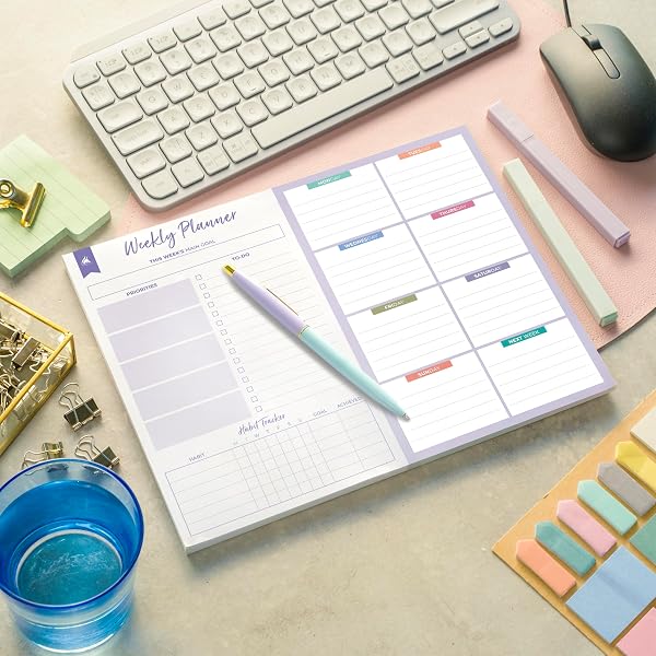 CLEVER FOX WEEKLY DESK PLANNER – DESKTOP WEEKLY TO DO LIST NOTEPAD & PLANNING PAD FOR BOOSTING PRODUCTIVITY, 50 TEAR OFF WEEKLY JOURNAL SHEETS, SIZE: 8.5″ X 11″ – LAVENDER