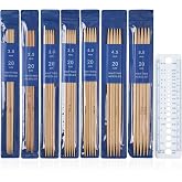 TAHULIK 35 Pcs Bamboo Double Pointed Knitting Needles Set, 7 Sizes 2/2.5/3/3.5/4/4.5/5mm Knitting Needles and 1Ruler for Sweater Socks