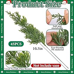 Watayo 60 Pcs Christmas Artificial Pine Branches