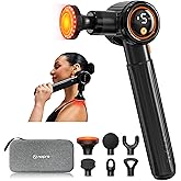 NAPRE Massage Gun with Heat,Massage Gun Deep Tissue with Extension Handle & 3 Adjustable Angles,Valentine's Day Gifts,Handheld Percussion Back Massager for Muscle/Neck/Body Pain Relief with Case,Black