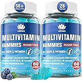 Methylated Multivitamin for Men/Women Gummies, Mens/Womens Multivitamin 50 Plus, with Glucosamine Chondroitin MSM Echinacea Sugar Free Chewable Multi Vitamins B D3 K2 A C E for Adults Seniors, 120 Cts