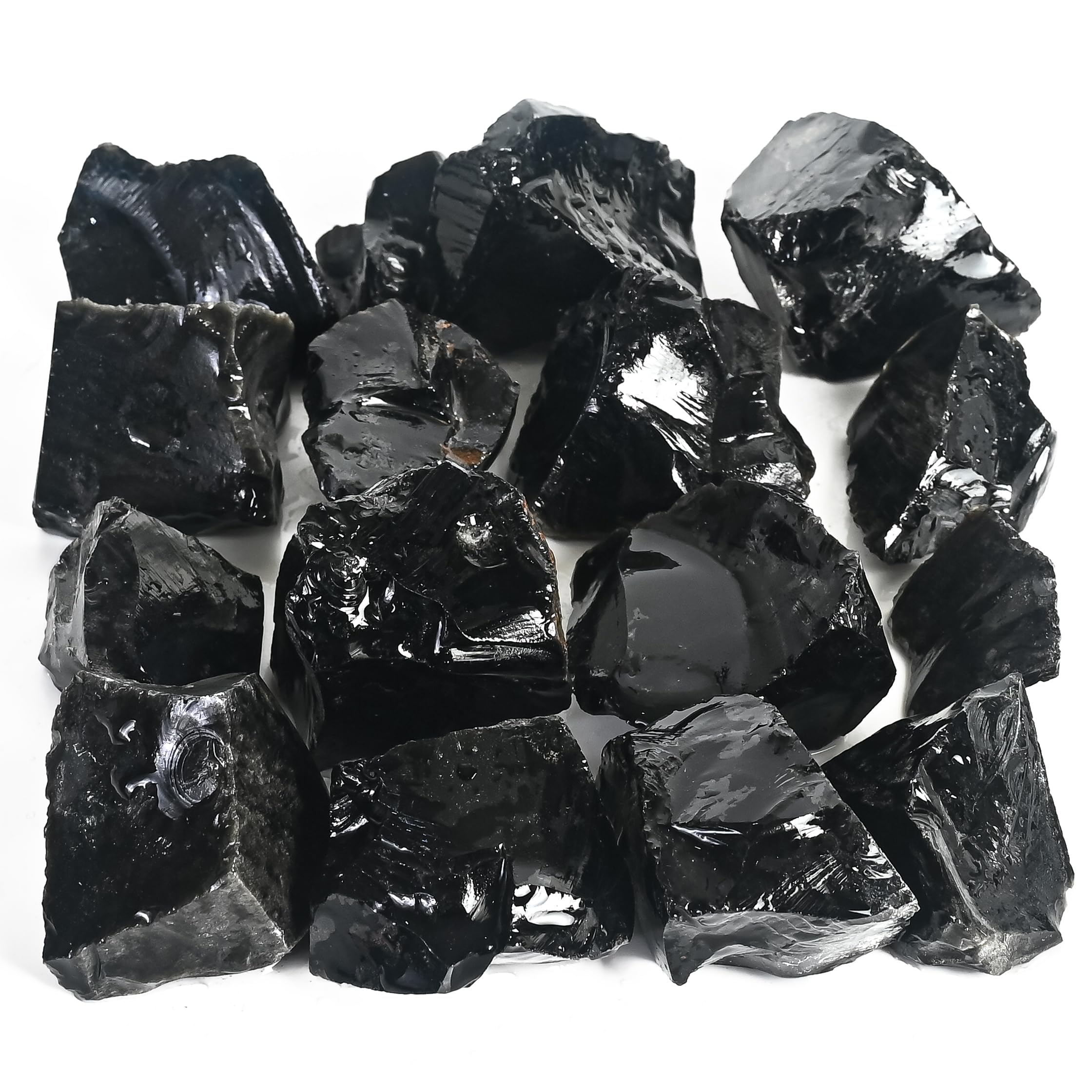 Crocon® 1LB Black Obsidian Rough Bulk Natural Stone Raw Gemstone Tumbling Cabbing Polishing Gem Mining Chakra Balancing Reiki Healing Good Luck Home Office Decor