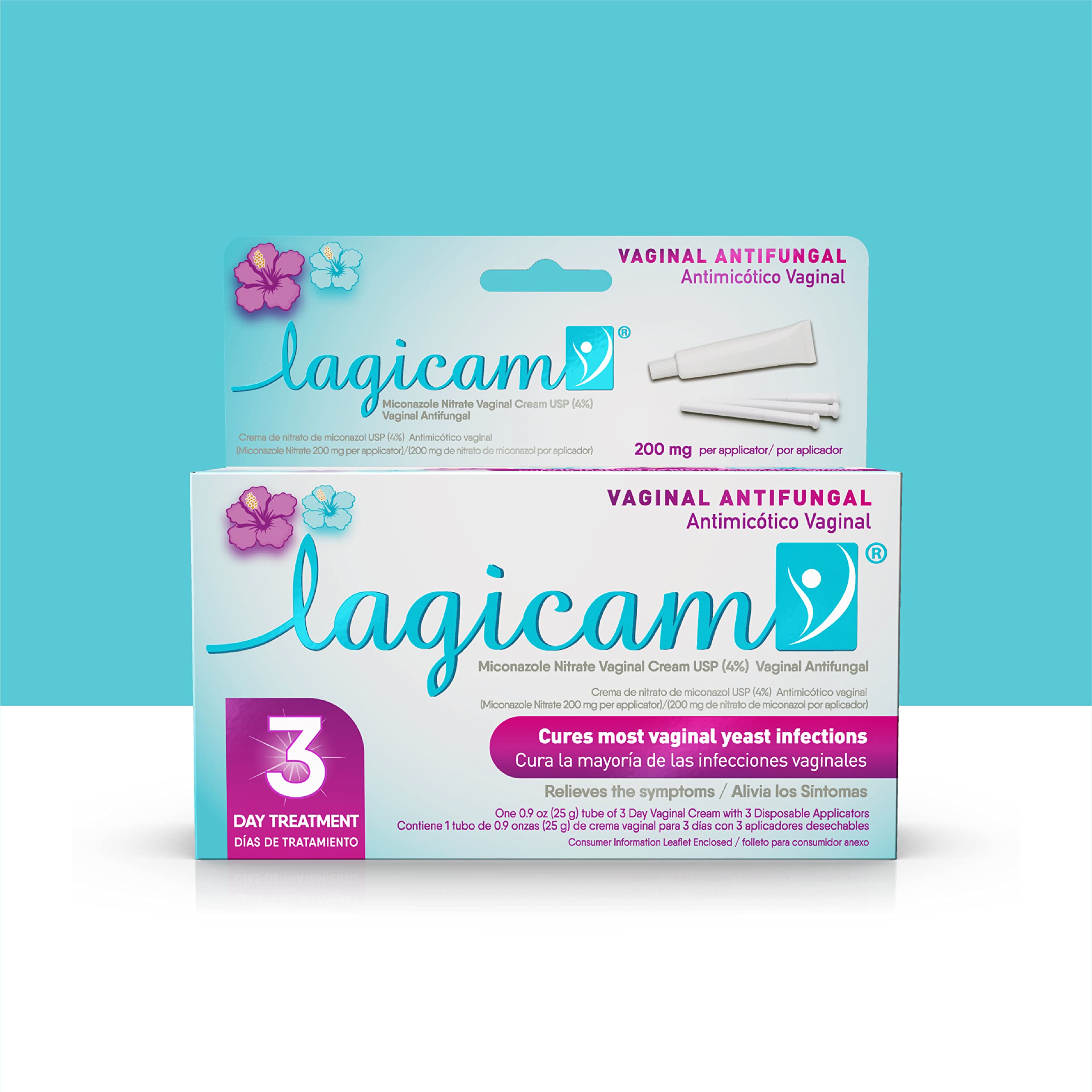 Photo 1 of Lagicam 3 Day Vaginal Yeast Infection Treatment for Women, Start working on the 1st Day, Miconazole Nitrate, Antifungal Cream relieves Itching and Irritation, 3 Disposable Applicators & Cream (1 Pack)