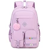 BLUWEI Girls Laptop Backpack Corduroy Bookbag For Teen Big Studen School Bag Durable Travel Daypack (Purple)