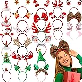 Retrowavy 24 Pcs Christmas Headbands Fun Holiday Headbands with Different Designs Cute Christmas Head Toppers Adult Party Favors for Women, Men Annual Holiday, Christmas Party Dinner, Photos