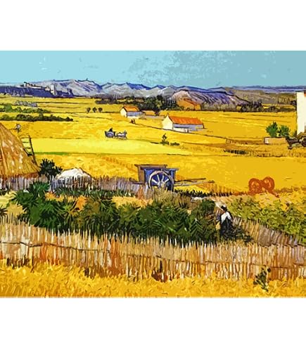 liziciti Kits de pintura por números, serie de obras maestras de Vincent Van Gogh, pintura al óleo, obras de arte para adultos y niños principiantes 15.7x19.7 in, sin marco (girasoles liziciti Kits de pintura por números, serie de obras maestras de Vincent Van Gogh, pintura al óleo, obras de arte para adultos y niños principiantes 15.7x19.7 in, sin marco (girasoles