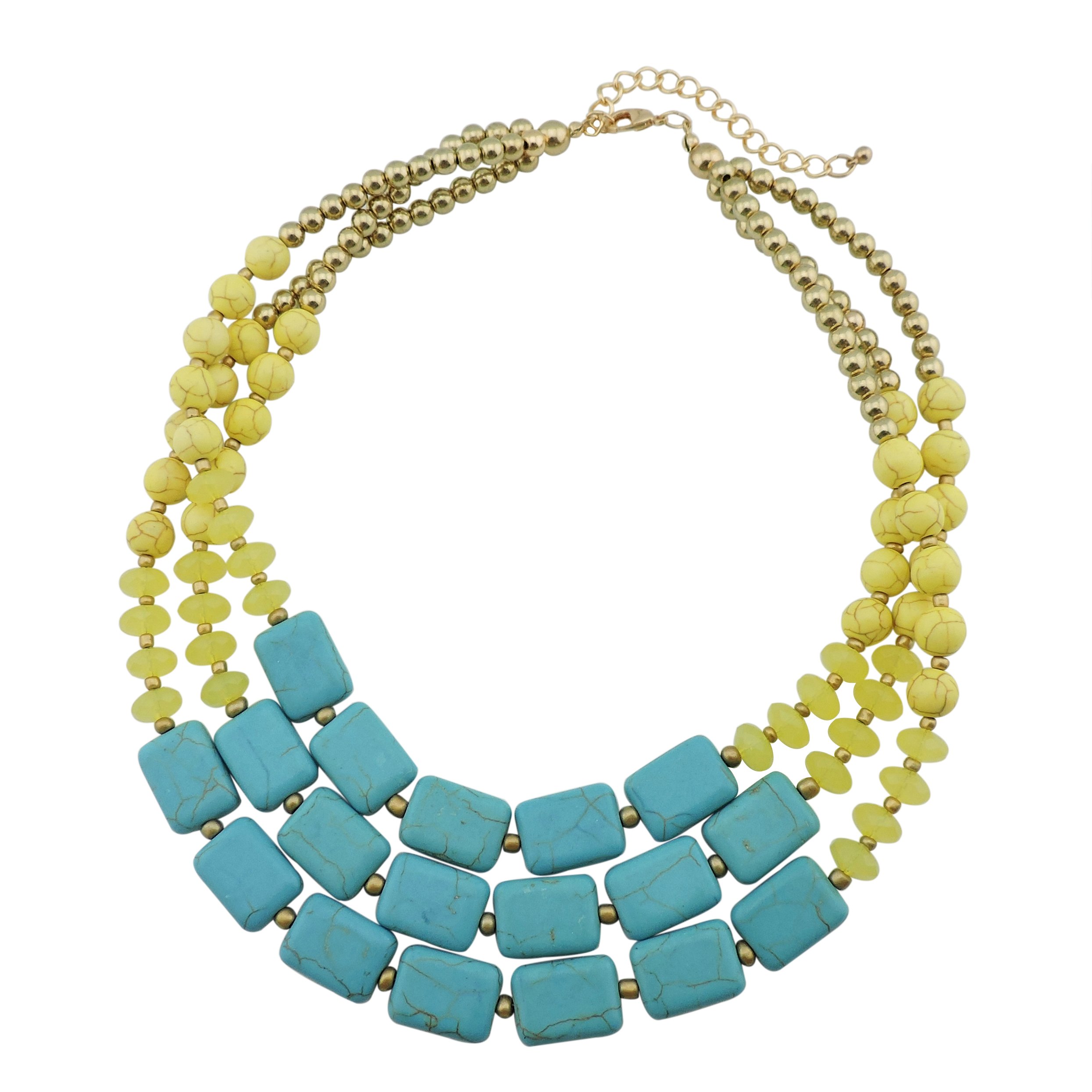 BocarPersonalized Big Statement Turquoise Chunky Necklace for Women Gifts (NK-10268-yellow Turquoise)