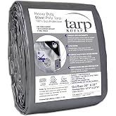 KOTAP 20x24 ft Heavy-Duty Silver Tarp, 11-mil, Waterproof, TRS-2024 | Final measurements: 19ft 4in x 23ft 6in. 100% Sun Blocking, Extended Use, 180 gsm, 14X14 Weave for Tough Jobs &amp; Conditions.