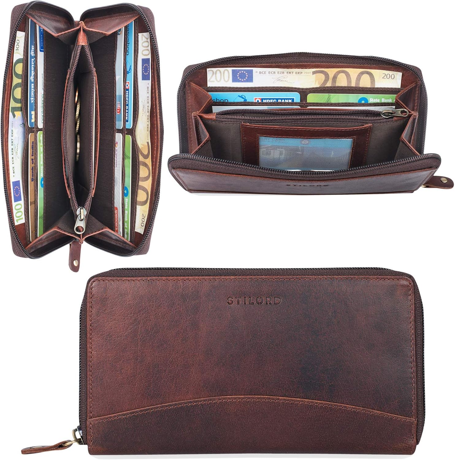 STILORD 'Saskia' Coin Purse Women Leather with RFID Blocker Vintage Purse with Zipper for Notes Money Cash Credit Cards Identity Card Passport Genuine Leather - Image 4