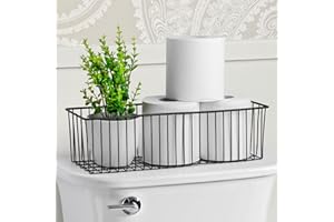 Wetheny Toilet Paper Basket ( 1 Pack) - Black Wire Basket Metal Basket for Bathroom farmhouse decor - Wire Storage Baskets fo