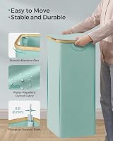 SONGMICS 90L Laundry Basket with Lid Mint Green 42x32x70.5 cm view 7