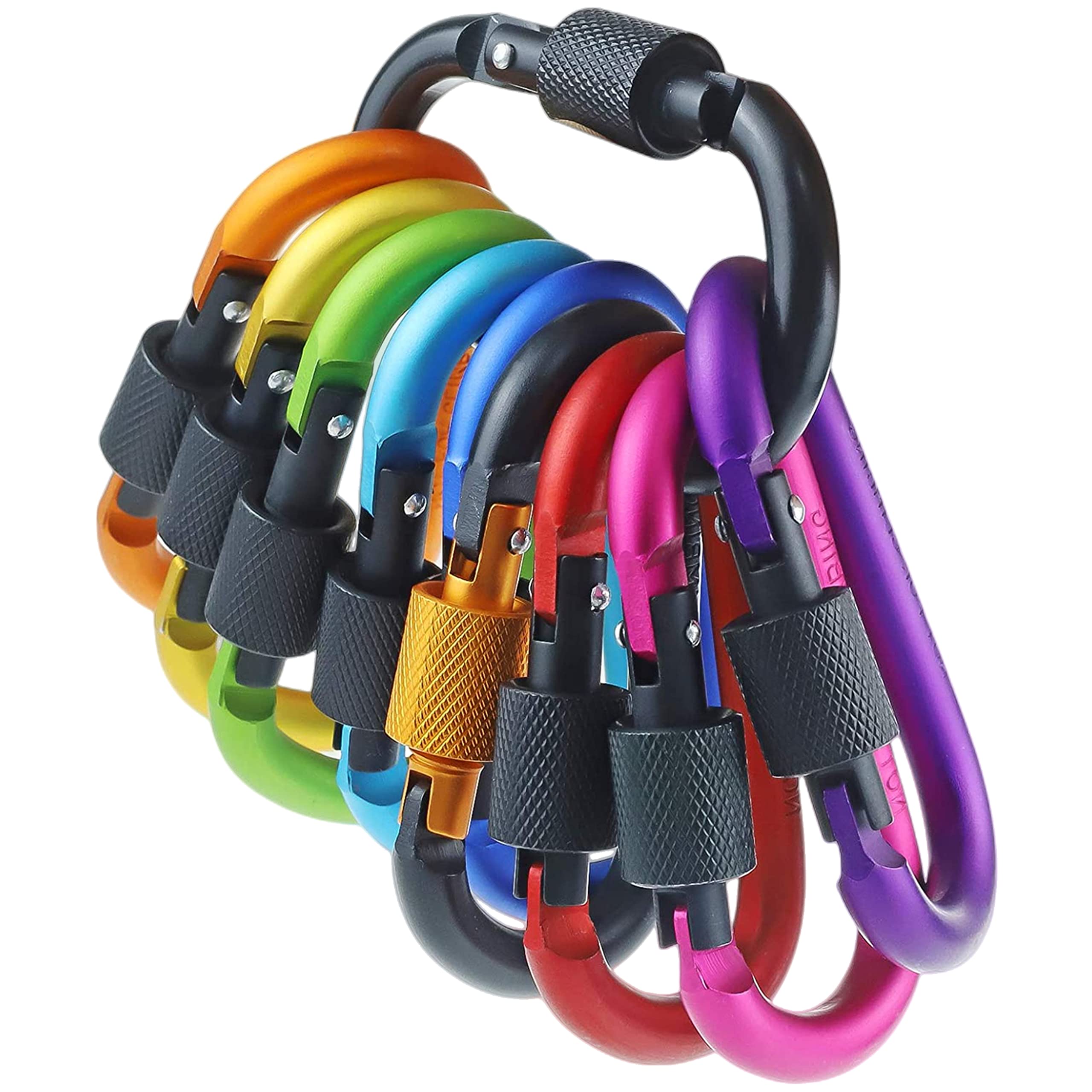 Carabiner keychains with Screw Lock,Screw Carabiner, Locking carabiners Hook for Camping, Fishing, Hiking, Traveling, outdoor use (10 Pieces)