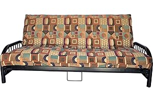 D&D FUTON FURNITURE ADfuton Deco Multi Premium Chenille Futon Mattress Covers, Heavy Duty Bed Protector, Twin, Queen, Full Size. (Full Size 54 x 75, Deco Multi Shapes)