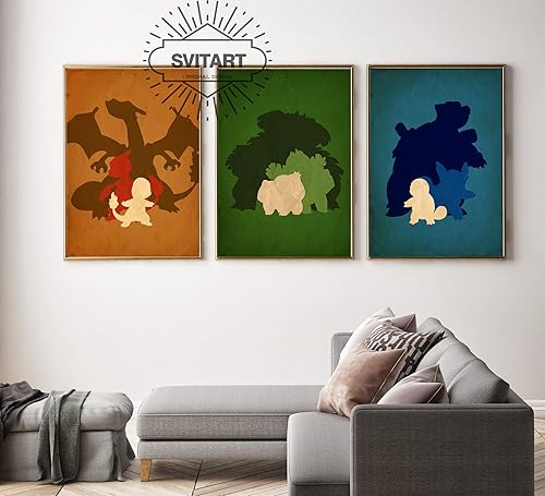 Amazon Com Minimalist Inspired Pokemon Poster Set Pokemon Prints
