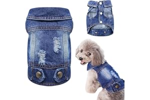 SILD Pet Clothes Dog Jeans Jacket Cool Blue Denim Coat Small Medium Dogs Lapel Vests Classic Hoodies Puppy Blue Vintage Washed Clothes