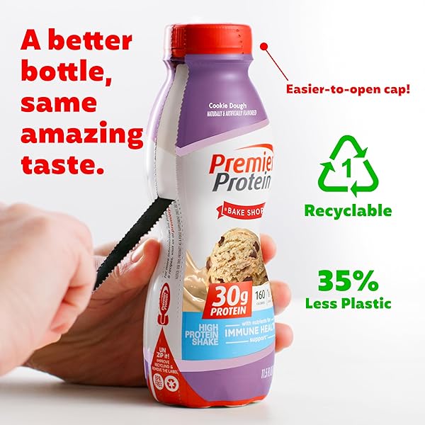 PREMIER PROTEIN SHAKE, COOKIE DOUGH, 30G PROTEIN, 1G SUGAR, 24 VITAMINS & MINERALS, NUTRIENTS TO SUPPORT IMMUNE HEALTH 11.5 FL OZ