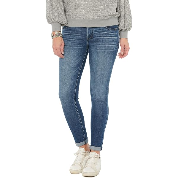 Democracy Women's Plus-Size Ab Solution Girlfriend Jeans - Tummy Control, No-Gap Waist, Booty Lift