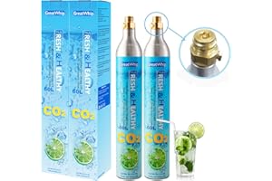 GreatWhip 60L CO2 Cylinder For Sodastream, Exchange Carbonator Compatible With SodaMaker Appliances, Threaded Cylinder, Set of 2