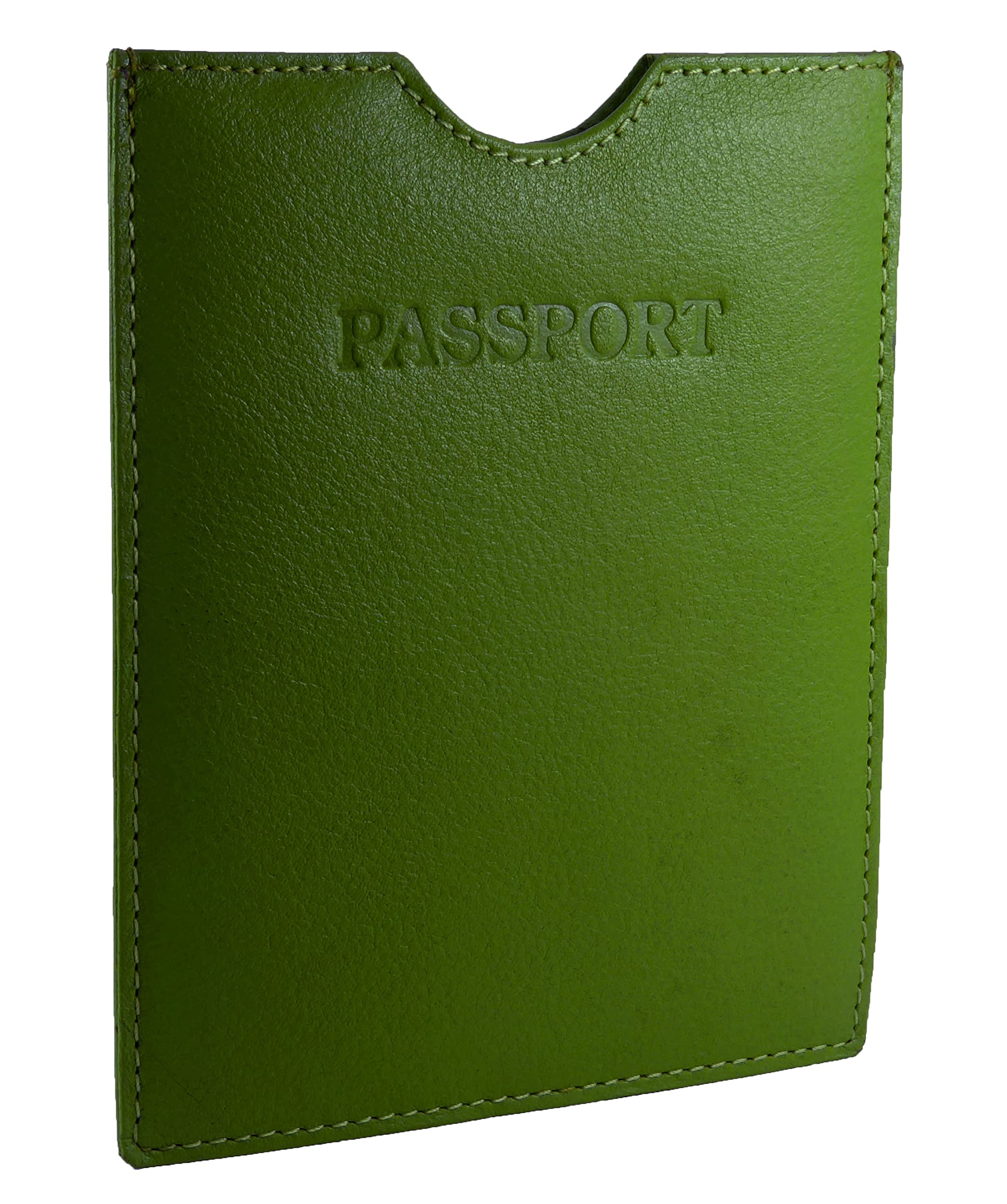 Hide and Sleek Travel Passport Holder Sleeve Protector Cover Wallet Real Leather RFID (Green)