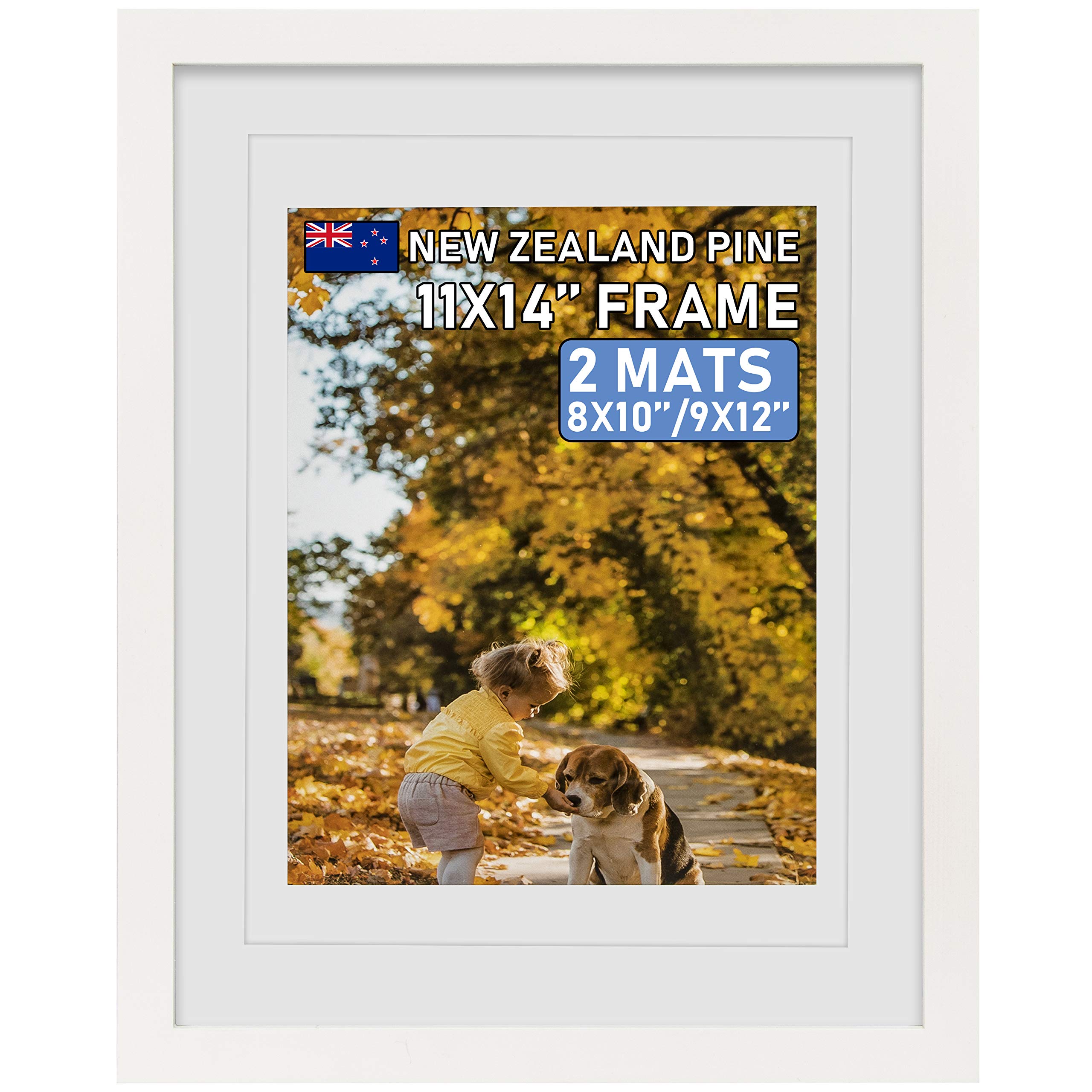 Photo 1 of Beyond Your Thoughts 11"X14" Real Wood (Hang/Stand) White Picture Photo Frame with Matted for 8"X10" or 9"x12" Photo for Wall and Table Top-Mounting Hardware Included(1 Pack)