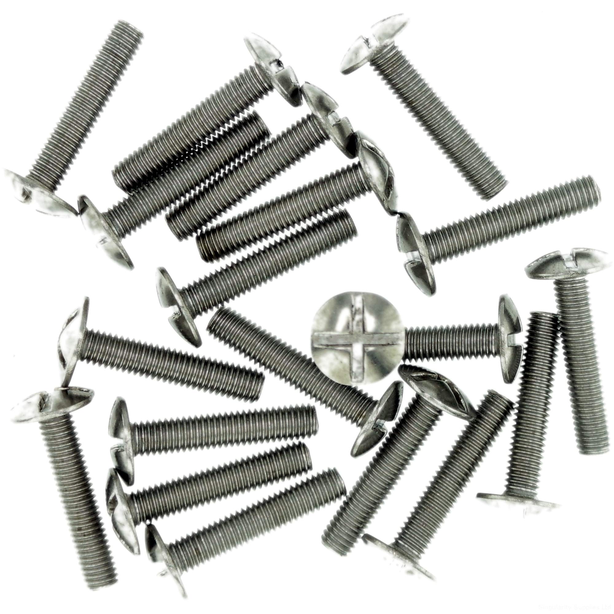 M6 (6mm x 35mm) Slot Mushroom Machine Screw (Bolt) (Crossed) - Stainless Steel (A2) (Pack of 20)