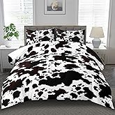 llyxsesty Western Comforter Set Queen Animal Cow Print Comforter Set Queen Boys Black and White Farmhouse Bedding Quilt Girls Cowboy Bedding Western Room Decor Cow Print Country Quilt
