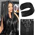 REECHO Hair Extensions, 11PCS Clip in Hair Extensions 24" Long Straight hair extensions HE005 Natural Soft Synthetic Hairpieces for Women – Black