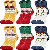 Jspupifip 6 Pairs Christmas Fuzzy Socks for Women, Fluffy Warm Socks for Winter Christmas Gifts