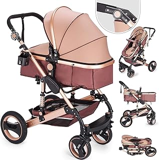 Kinderwagen „California“, 3 in 1 Kombikinderwagen inkl. Sportwagen, zertifiziert nach der Sicherheitsnorm EN1888, Babywanne und Zubehör, Beige