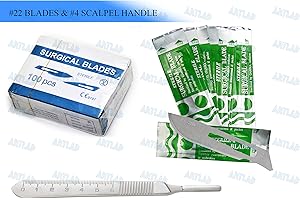 100 Scalpel Blades #22 Pack + Scalpel Handle #4 Suitable for DERMAPLANING (CYNAMED)