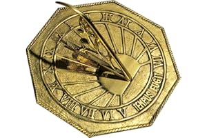 ARTIZANSTORE Classic Octagonal Sundial, Sold Polished Brass, 10-Inch Diameter