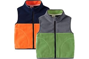 Diayiko Boys Full Zip Polar Fleece Vest Sleeveless Outwear Warm Jacket with Pockets