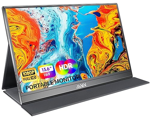 MNN Portable Monitor 15.6inch FHD 1080P USB C HDMI Gaming Ultra-Slim IPS Display w/Smart Cover & Speakers,HDR Plug&Play, External Monitor for Laptop PC Phone Mac (15.6'' 1080P)