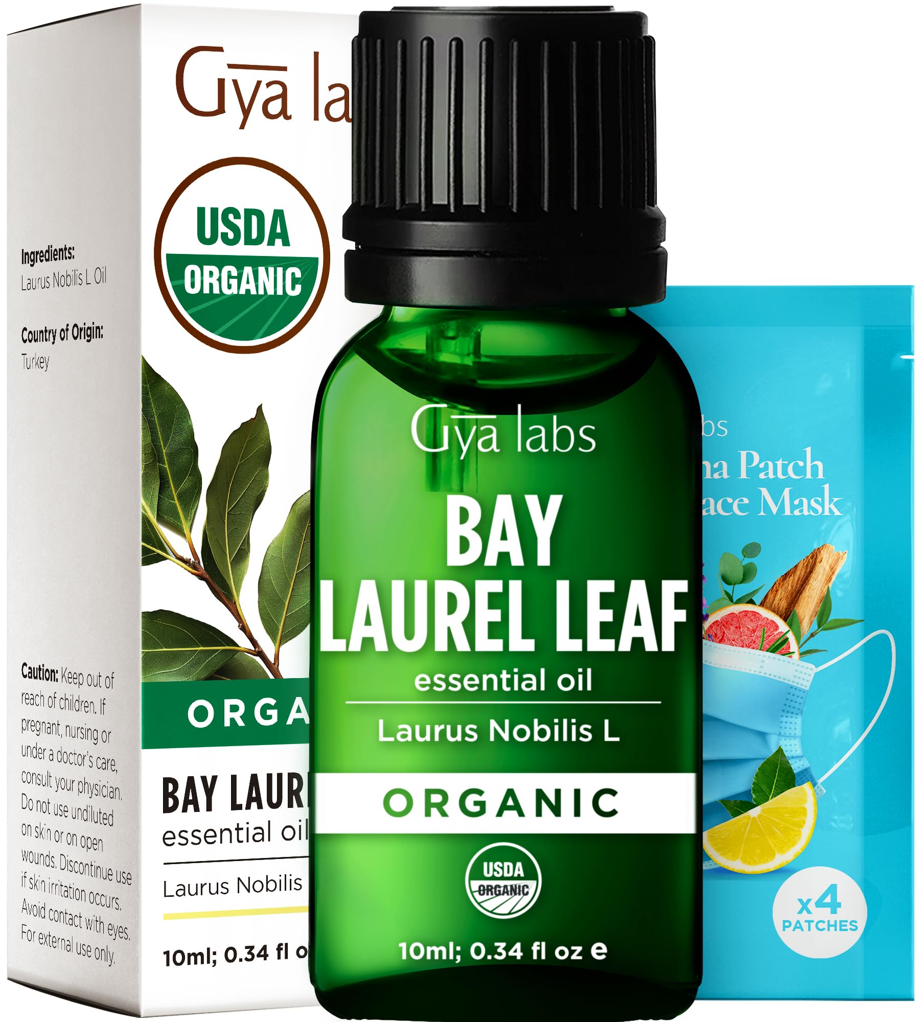 Gya Labs Organic Bay Leaf Essential Oil for Diffuser - 100% Pure Nautral Bay Leaf Oil Organic for Hair, Fresh Soothing Aroma (10ml)
