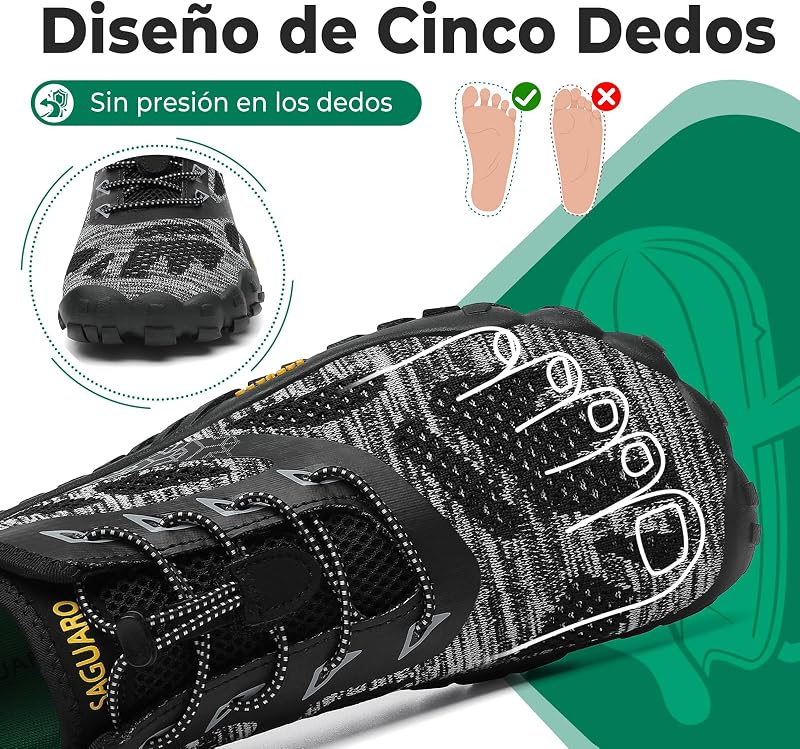 Barefoot Hombre Mujer Zapatillas Minimalistas Calzado Minimalistas Zapatillas de Trail Running Exterior Zapatos Barefoot Negro Humo,Gr.42