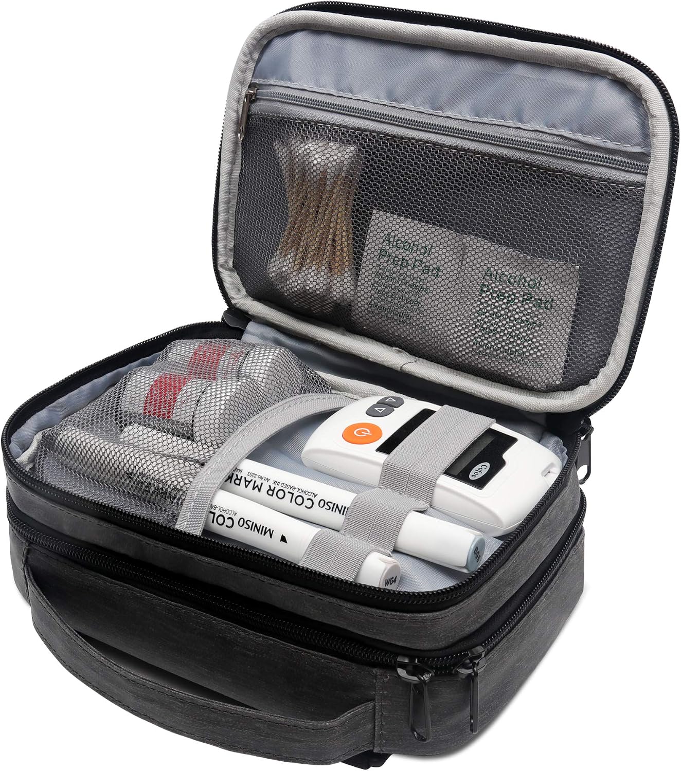 Lavievert Diabetic Care Organizer Travel Case Diabetic Medication Cooler with a Shoulder Strap and 4 Ice Packs - Dark Gray - Image 3